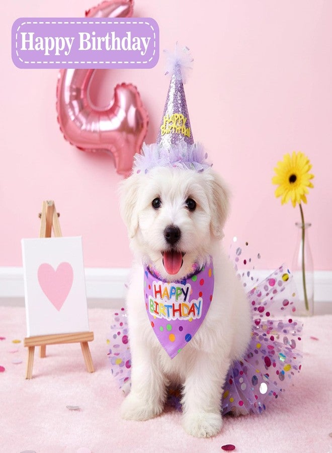 Yuanchu Dog Birthday Bandana with Hat and Dress Girl Set, Cute Puppy Birthday Party Supplies Adjustable Tutu Skirt Outfit, Party Supplies for Small Medium Dogs - Image 5